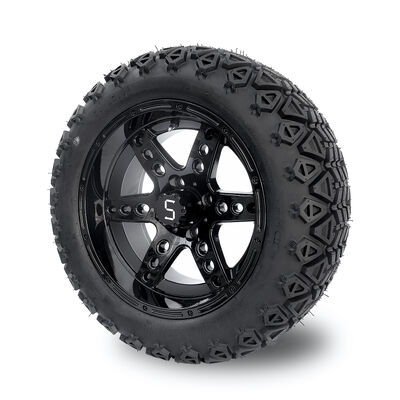 DOT 14 pulgadas de carrito de golf ruedas y neumáticos 22x10-14 todo terreno brillo negro 6 rayos