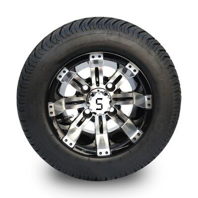 Buy 205/50-10 DOT Low Profile Street Tires And 10 Inch Golf Cart Machined/Glossy Black Wheels Combo 4 Ply Rated online manufacture