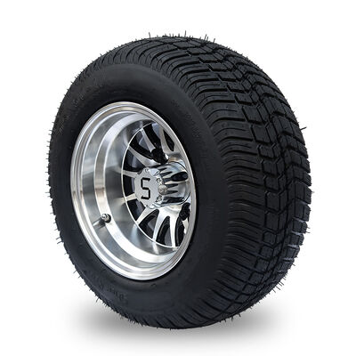 Buy 10'' Golf Cart Rim And 205/50-10 DOT Street Tire Assembly - Machined/Glossy Black online manufacture