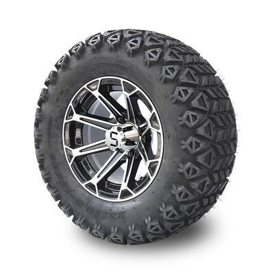 Buy 12'' Golf Cart Aluminum Rims & 23x10.5-12 All Terrain Tyres Combo - Machined/Glossy Black online manufacture