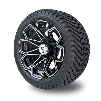 Beli Kombinasi Roda dan Ban Kereta Golf Hitam Gloss Machined 215/35-12 Ban DOT Profil Rendah 4 Set online manufacture