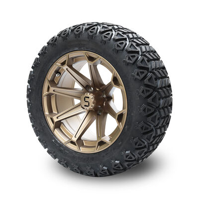 satın al 14 İnç Golf Arabası Bronz Jant ve 22x10-14 Arazi Lastiği, Bijon Somunları ve Göbek Kapakları ile online manufacture