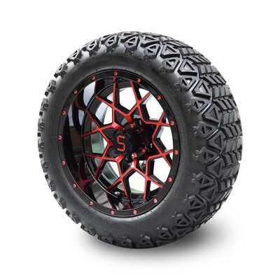 comprar Carrinho de golfe com rodas vermelhas e pretas brilhantes de 14 polegadas e pneus de 22 polegadas online manufacture
