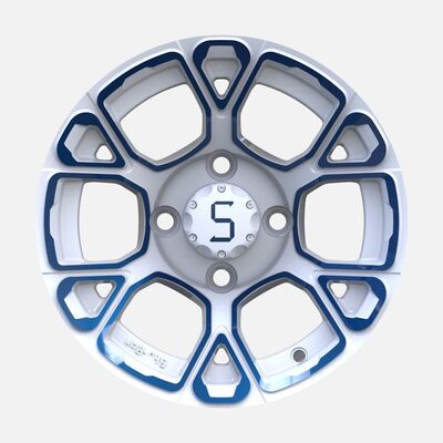 comprar 12 pulgadas de carrito de golf Rocas de aluminio azul / blanco PCD 4/101.6 Offset -25 online manufacture