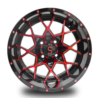 Buy Aluminum Alloy Golf Cart Wheels Red Gloss Black 101.6 PCD 4x4 Bolt Pattern online manufacture