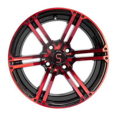 Buy 14 Inch Golf Cart Aluminum Wheels Red Gloss Black 4X4 Bolt Pattern 101.6 PCD 7 Inch Wide online manufacture