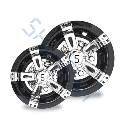 kopen Golfkar Universele 8/10 Inch ABS Plastic Wieldeksels - Zwart & Chroom met S Logo (Set van 4) online manufacture